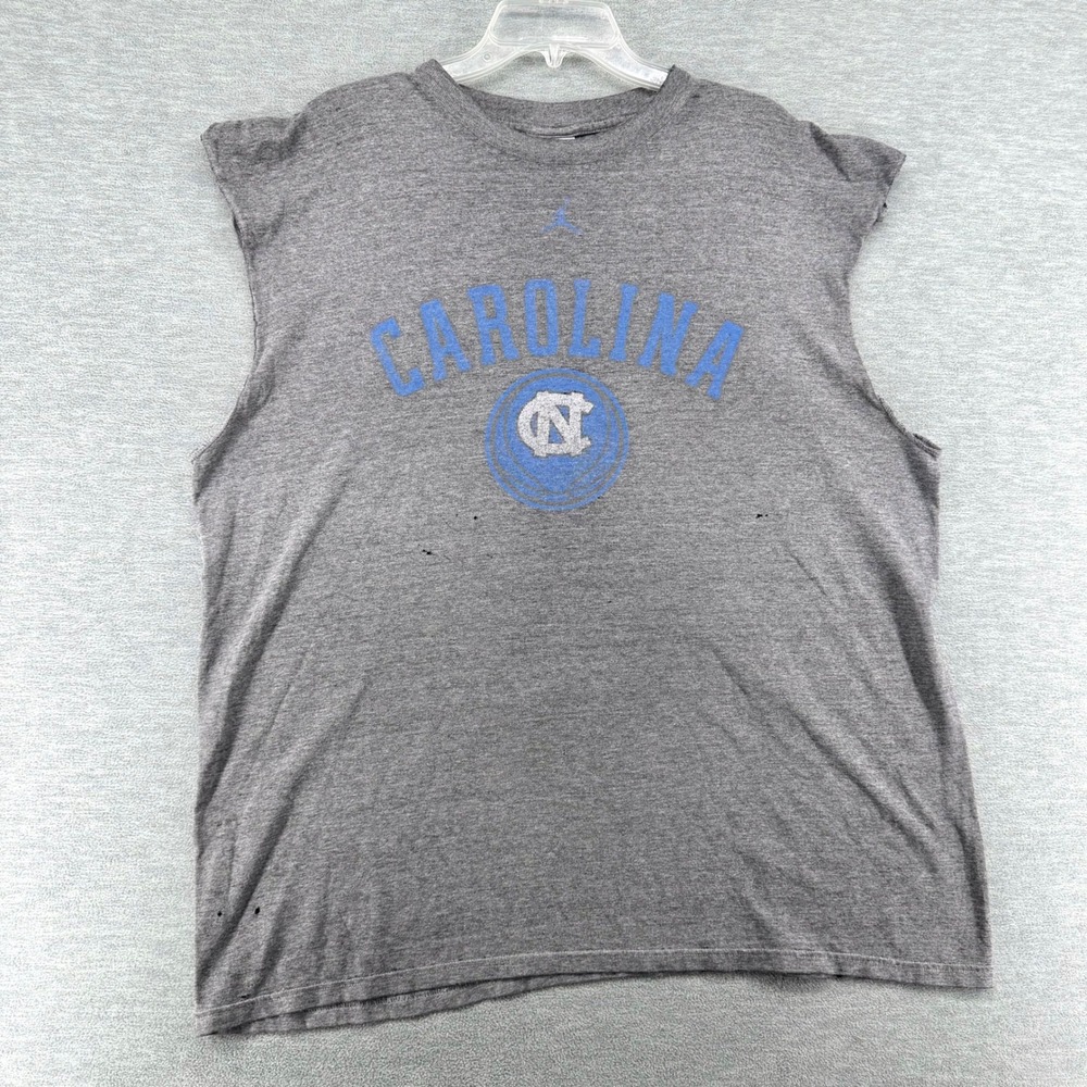 Vintage Carolina Tar Heels Jordan Muscle Tee Mens XL Gray Basketball Shirt